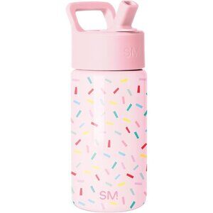 Stainless Steel Kids Water Bottle 14oz Straw Lid